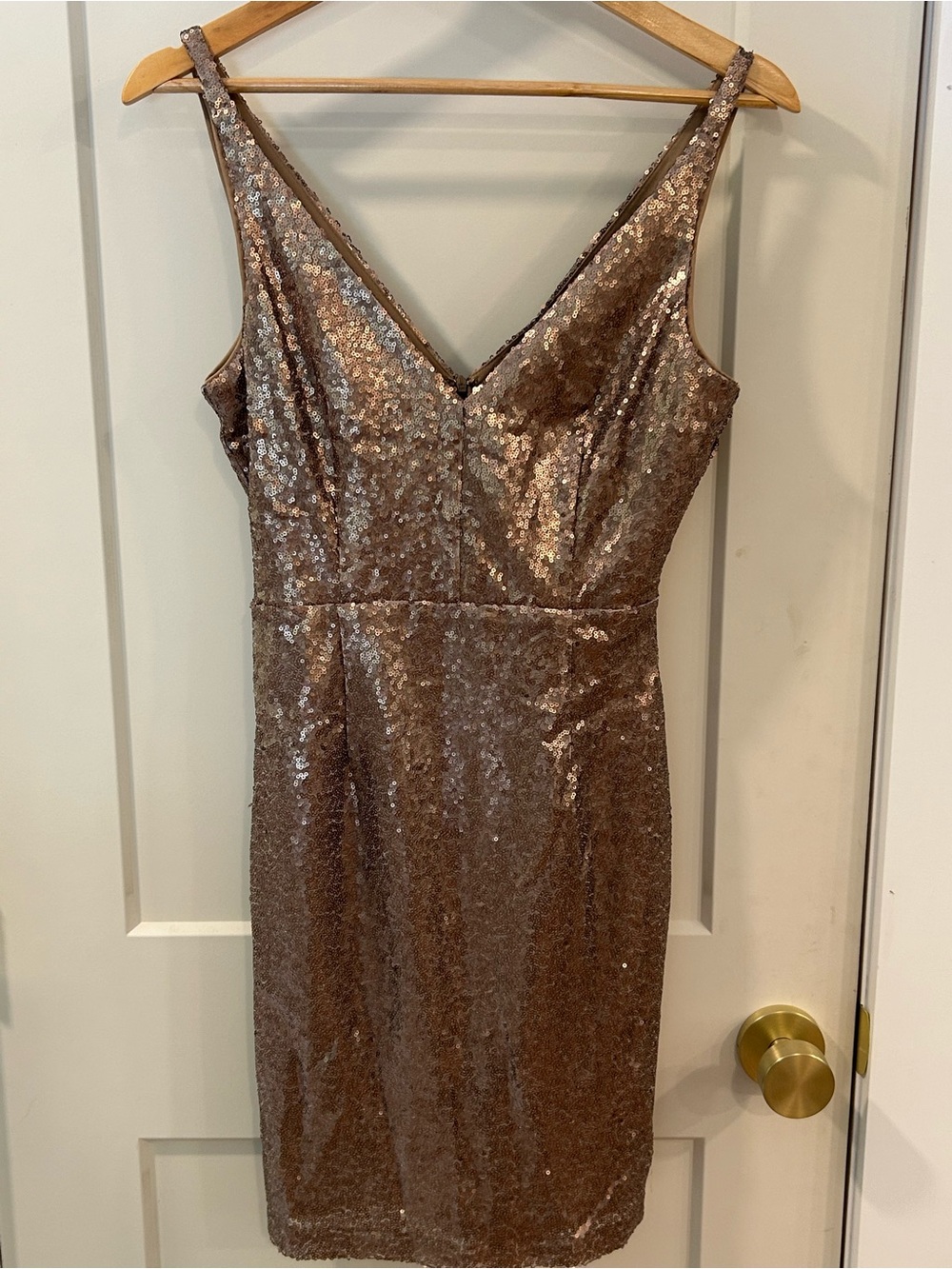 Lulus Champagne Showers Matte Bronze Sequin Bodycon Dress Party Sexy Sz Small